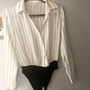 Express Women's Slim Striped Portofino Bodysuit